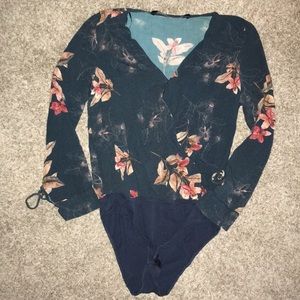 ZARA Floral Blouse Bodysuit